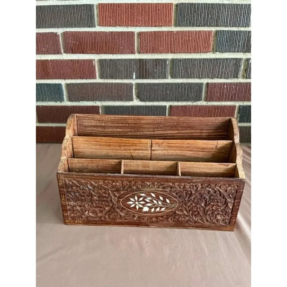 handmade Hand carved India Letter Holder